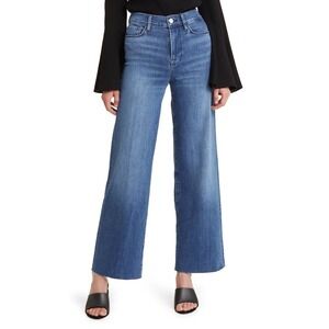 FRAME Le Slim Palazzo Jeans Womens 29 Crossings High Rise Wide Leg Raw Fray